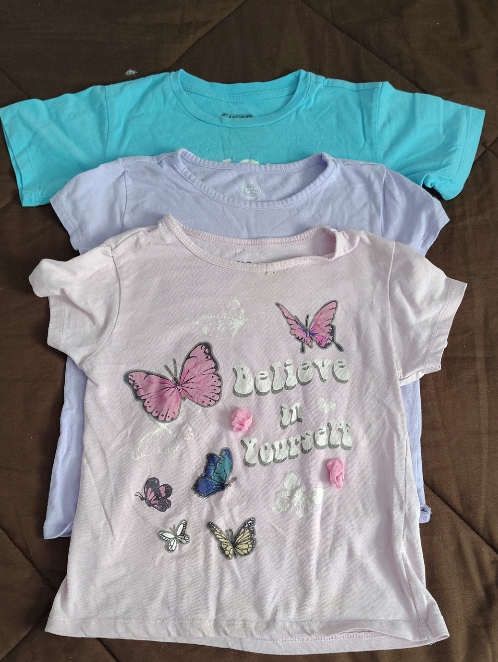 Kids Pink Butterfly Graphic Tee - Believe in Yourself